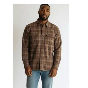 Duluth Free Swingin Brown Flannel Plaid Button Down Shirt size 4X
